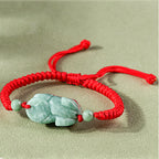 Fortune Jewel Handmade Natural Jade PiXiu Protection King Kong Knot Braided String Bracelet