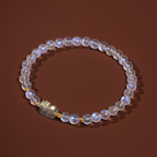 Fortune Jewel 925 Sterling Silver Plated Gold Natural Moonstone PiXiu Healing Bracelet