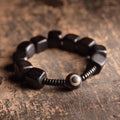 Fortune Jewel Tibetan Ebony Wood Dzi Bead Strength Bracelet