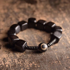 Fortune Jewel Tibetan Ebony Wood Dzi Bead Strength Bracelet