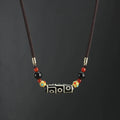 Fortune Jewel Tibetan Nine-Eye Dzi Bead Protection Blessings String Necklace Pendant