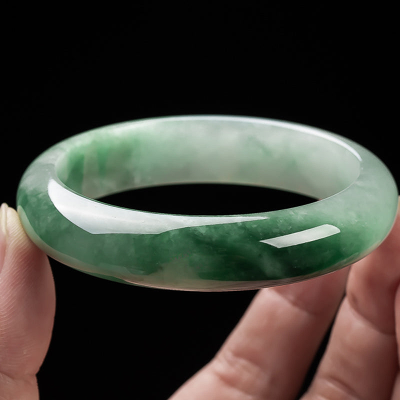 Fortune Jewel Natural Jade Fortune Blessing Bangle Bracelet