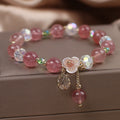 Fortune Jewel Strawberry Quartz Rutilated Quartz Fluorite Flower Healing Bracelet