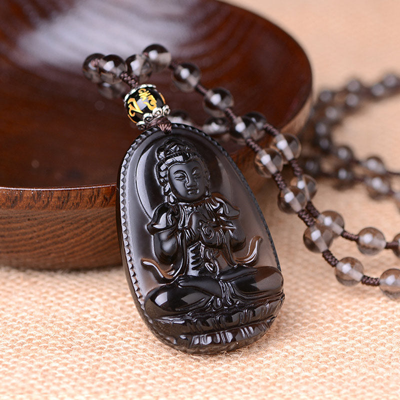Fortune Jewel Chinese Zodiac Obsidian Protection Necklace