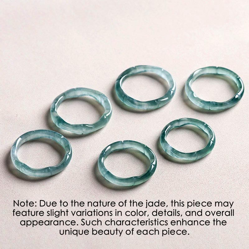 Fortune Jewel Natural Jade Bamboo Prosperity Abundance Ring