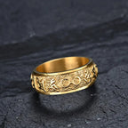 Fortune Jewel Om Mani Padme Hum Balance Calm Titanium Steel Ring Fortune Jewel