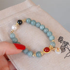Fortune Jewel Natural Jade Red Agate Pearl Bow Tie Luck Bracelet