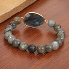 Fortune Jewel Natural Labradorite Moonstone Support Healing Beaded Bracelet