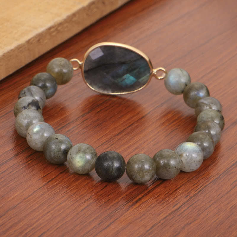 Fortune Jewel Natural Labradorite Moonstone Support Healing Beaded Bracelet