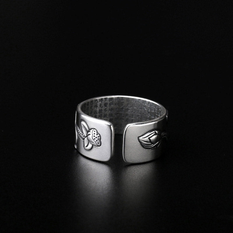 Fortune Jewel Tibetan Lotus White Copper Enlightenment Ring