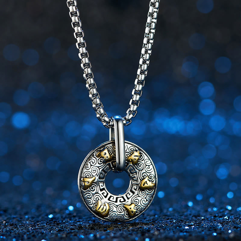 Fortune Jewel Tibetan Om Mani Padme Hum Peace Buckle Creativity Necklace Pendant