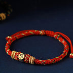 Fortune Jewel Chinese Zodiac Natal Buddha Silver Luck Braided String Bracelet
