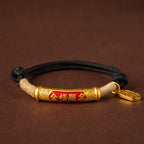 Fortune Jewel 999 Sterling Silver Tibet Handmade Om Mani Padme Hum Fu Character TopRank Character Luck Braided Bracelet