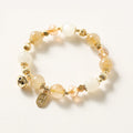 Fortune Jewel 14K Gold Plated Golden Rutilated Quartz Wealth Bell Lucky Fortune Charm Bracelet