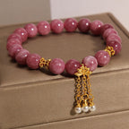 Fortune Jewel Pink Tourmaline Lotus Flower Positive Bracelet