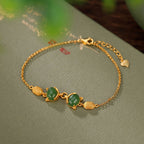 Fortune Jewel 925 Sterling Silver Natural Hetian White Jade Cyan Jade Lovely Fox Luck Bracelet