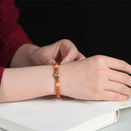 Fortune Jewel 925 Sterling Silver Chinese Zodiac Natal Buddha Amulet Red Agate Amber Self-acceptance Bracelet