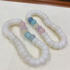 Buddha3bodhi 12mm Angled-Cut White Bodhi Bracelet with Rainbow Cat's Eye Beads