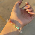 Tibetan Angled-Cut White Crystal Bracelet with Multicolor Crystals – Top-Grade Clear Quartz, Stress-Relieving & Meditation-Friendly