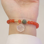 Fortune Jewel Red Agate Chalcedony Cat Paw Jade Confidence Bracelet