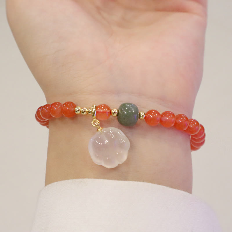 Fortune Jewel Red Agate Chalcedony Cat Paw Jade Confidence Bracelet
