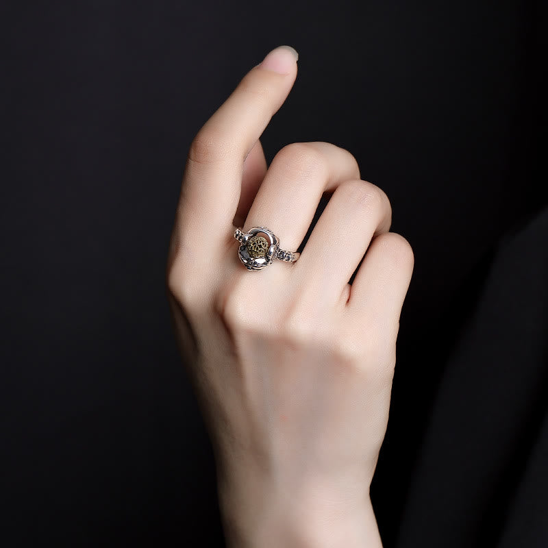 Fortune Jewel 925 Sterling Silver PiXiu Copper Coin Wealth Adjustable Ring