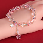 Fortune Jewel White Crystal Pink Crystal Protection Star Charm Bracelet