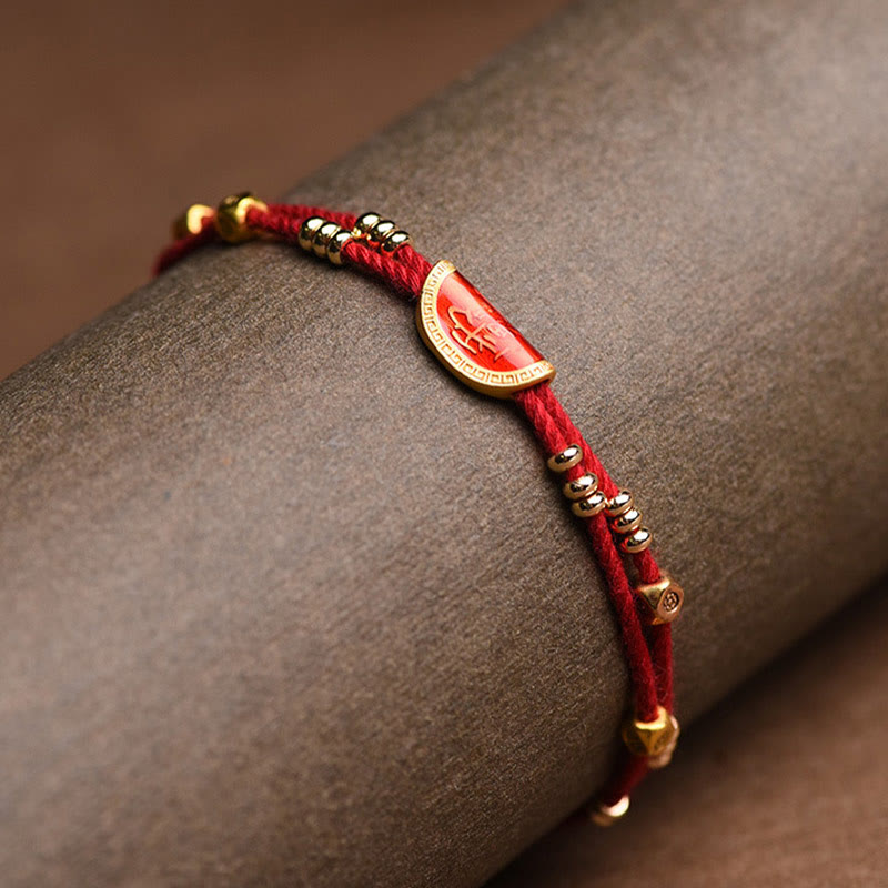 Fortune Jewel Handmade Cinnabar Dumplings Design Luck Braided Red Rope Bracelet