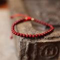 Fortune Jewel Natural Cinnabar Blessing Red String Braided Bracelet Anklet