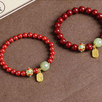 Fortune Jewel Cinnabar Green Aventurine Fortune Protection Charm Bracelet