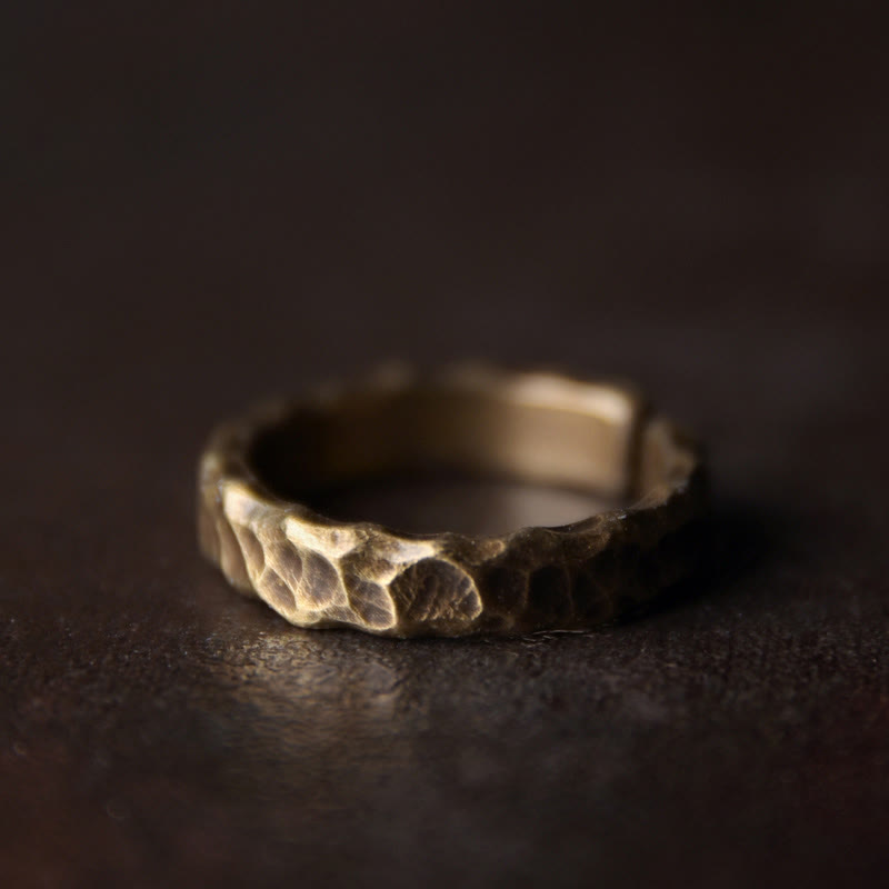 Fortune Jewel Tibetan Bump Texture Design Copper Brass Luck Ring