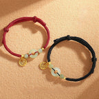 Hetian Jade Peace Circle Couple Bracelet with S925 Silver Accents