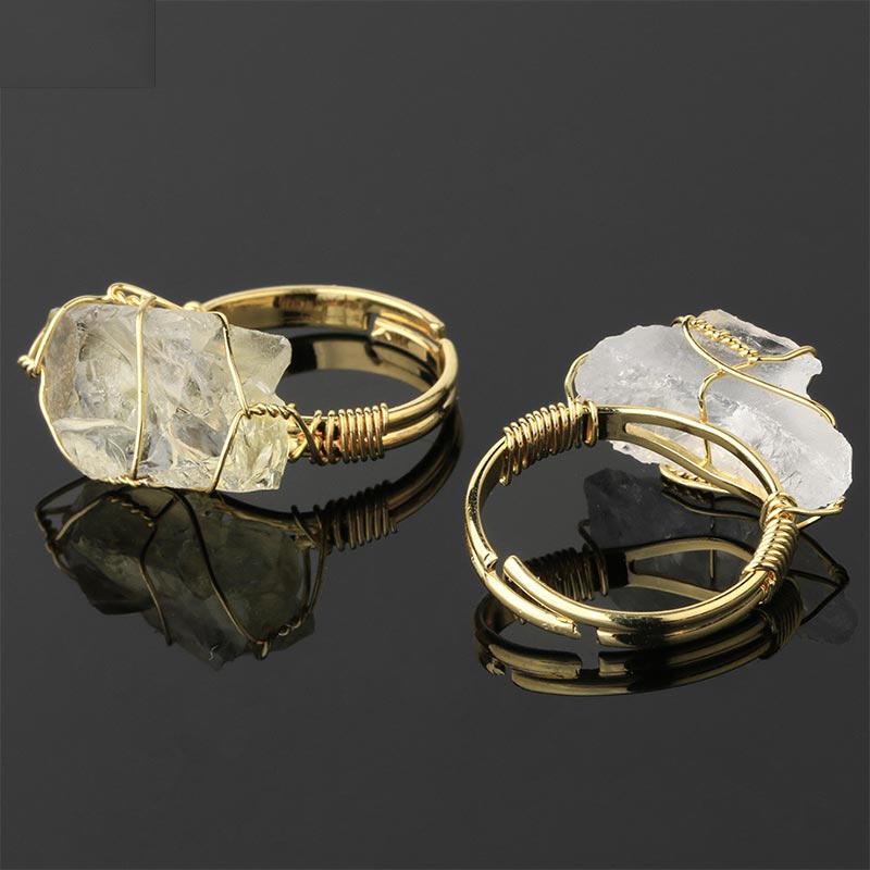 Fortune Jewel Natural Crystal Gemstone Amethyst Adjustable Ring