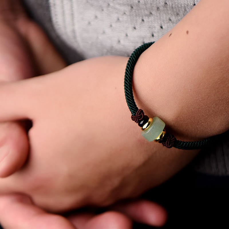 Fortune Jewel Tibetan Green Aventurine Luck Braid String Bracelet