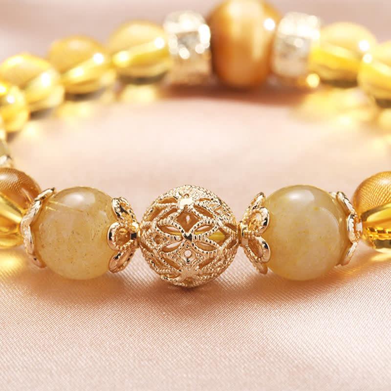 Fortune Jewel Citrine Generosity Prosperity Beaded Bracelet