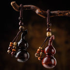Tibetan Ebony Small Leaf Red Sandalwood Gourd Luck Protection Key Chain