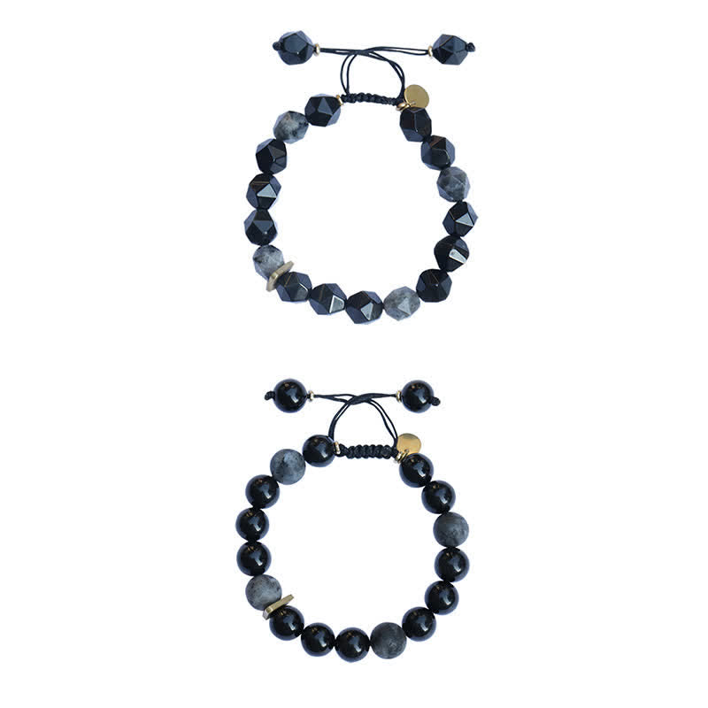 Fortune Jewel Black Obsidian Black Glitter Stone Purification Bracelet