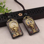 Fortune Jewel Ebony Wood Elephant God of Fortune Buddha Blessing Necklace String Pendant