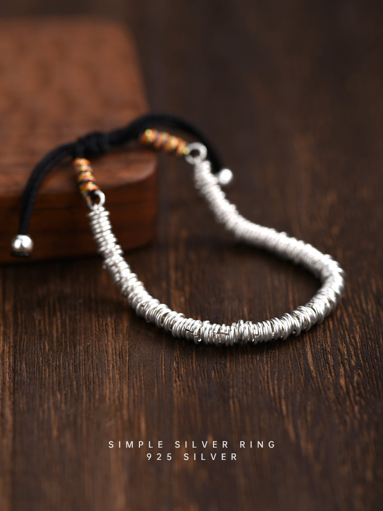 Buddha3bodhi Silver Nugget Braided 925 Silver Bracelet