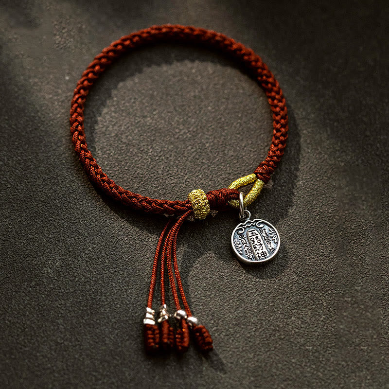Fortune Jewel Handmade 925 Sterling Silver Five Directions Gods of Wealth Luck Protection String Braid Bracelet