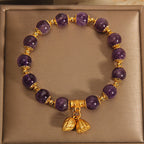 Fortune Jewel Natural Amethyst Lotus Healing Spiritual Bracelet