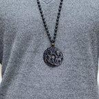 Fortune Jewel Natural Black Obsidian Peace Buckle Pixiu Purification Necklace Pendant