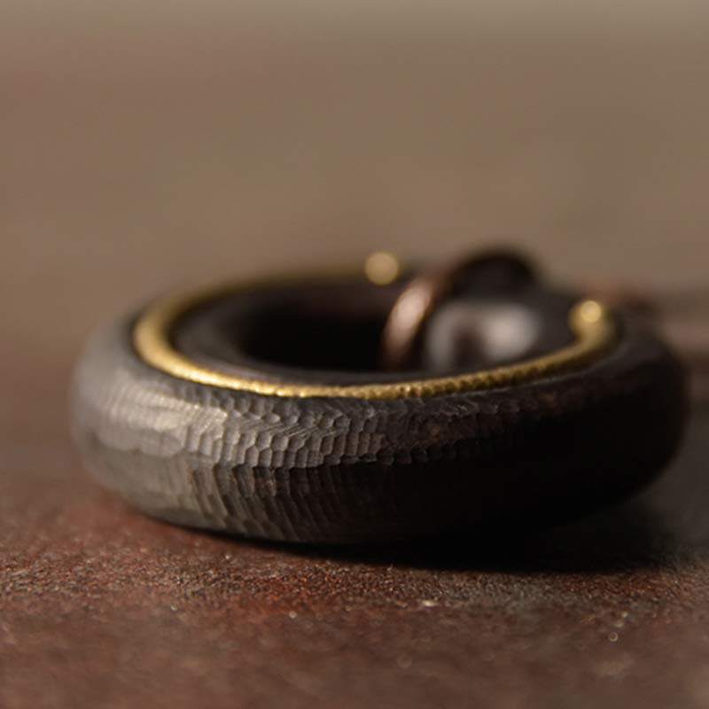 Fortune Jewel Zen Circle Ebony Wood Peace Calm Necklace Pendant Fortune Jewel