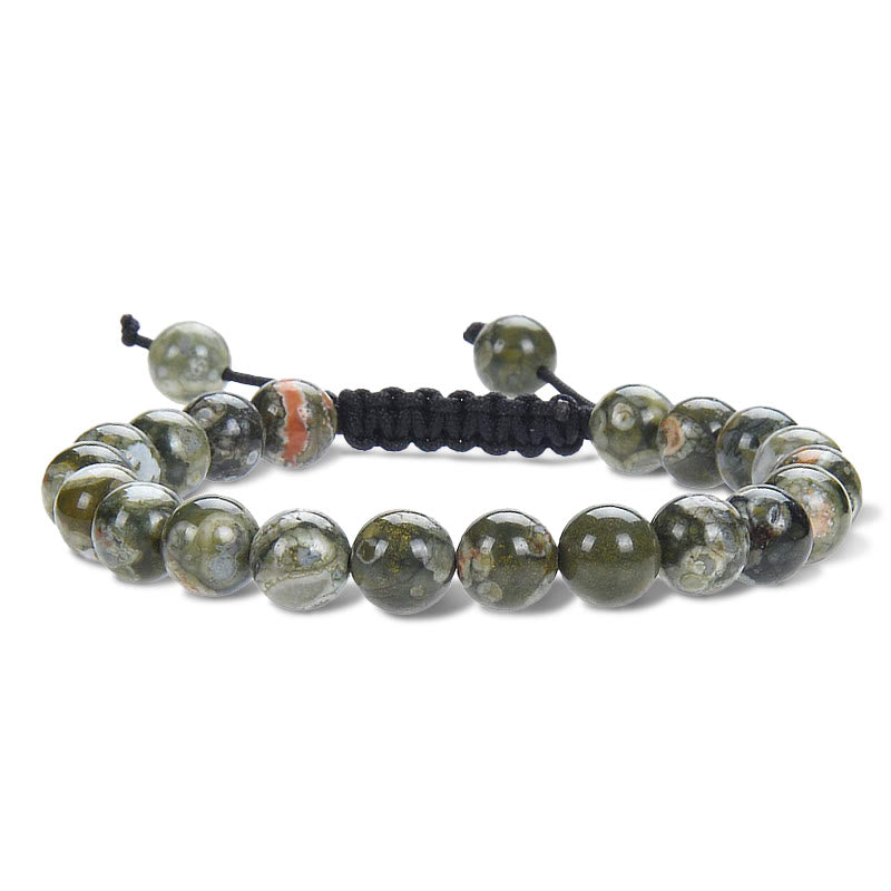 Fortune Jewel Natural Healing Power Gemstone Crystal Beads Unisex Adjustable Macrame Bracelet