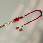 Buddha Stones Handmade True Love Knot Peach Blossom Charm Luck Rope Bracelet