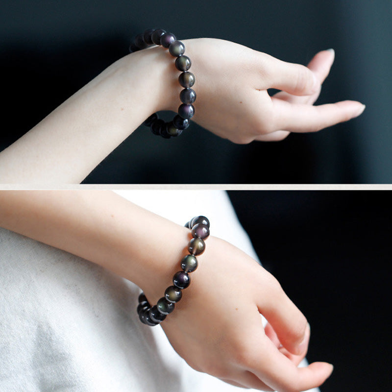 Fortune Jewel Natural Rainbow Obsidian Positive Bracelet