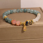 Fortune Jewel Jade Yanyuan Agate White Jade Koi Fish Scripture Charm Luck Bracelet