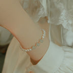 Fortune Jewel 14K Gold Plated Natural Pearl Hetian Cyan Jade White Jade Sincerity Bead Chain Bracelet
