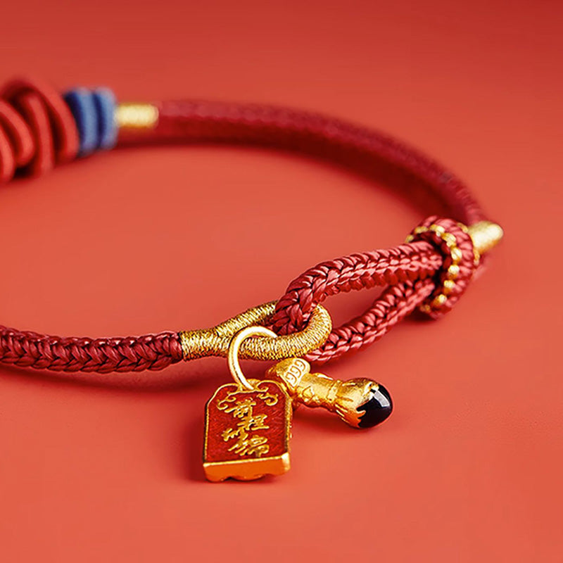 Fortune Jewel 925 Sterling Silver Koi Fish Charm Wealth Success Braided Bracelet