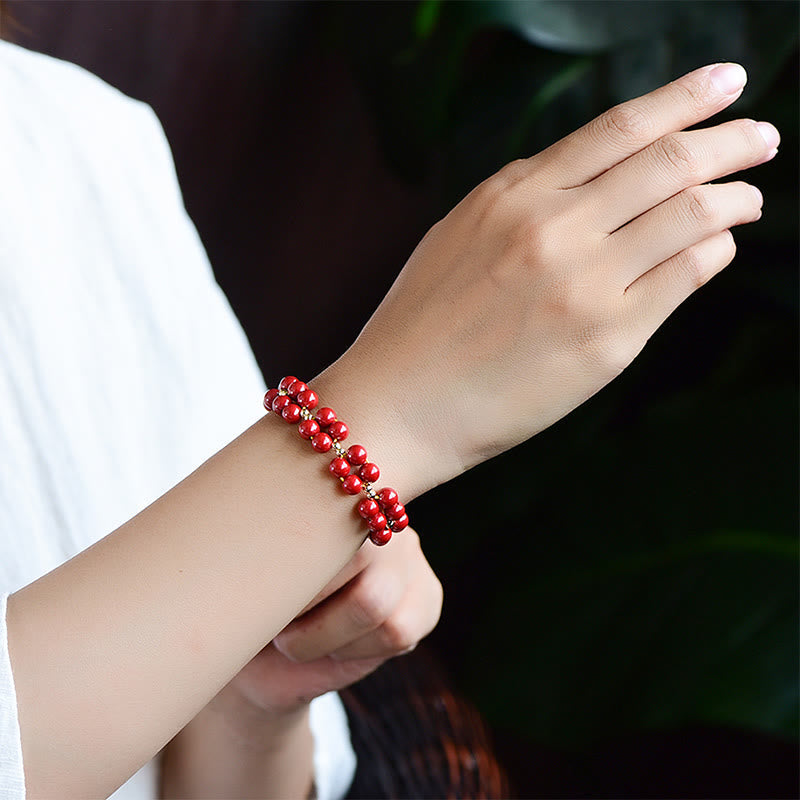 Fortune Jewel Natural Cinnabar Beaded Blessing Bracelet